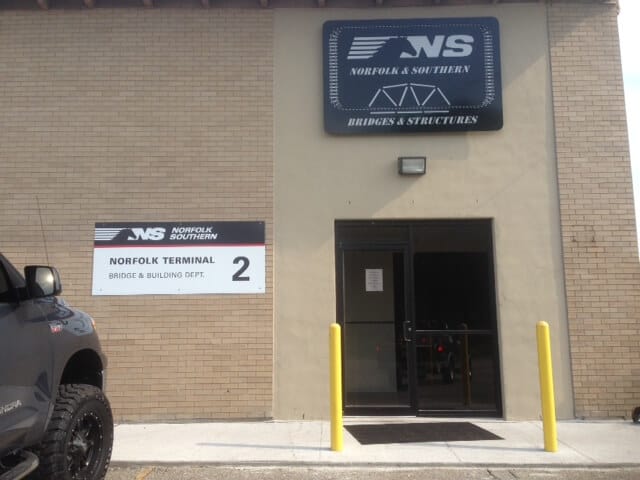 Above the door entrance Signs - Norfolk Southern signage