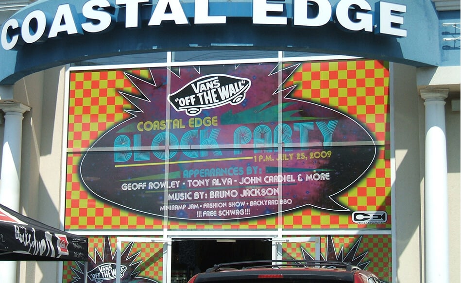 Window film, graphics and lettering for Coastal Edge