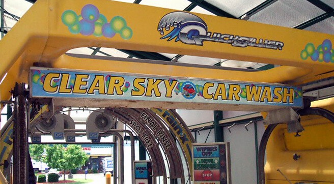 Graphics and lettering for Clear Sky Car Wash