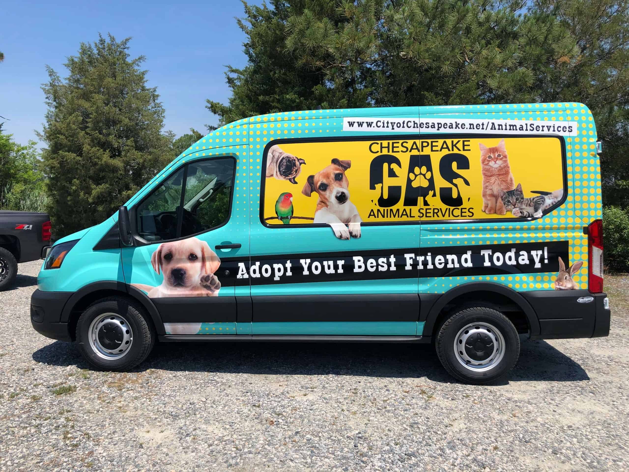 Full coverage van wrap for Chesapeake Animal Services
