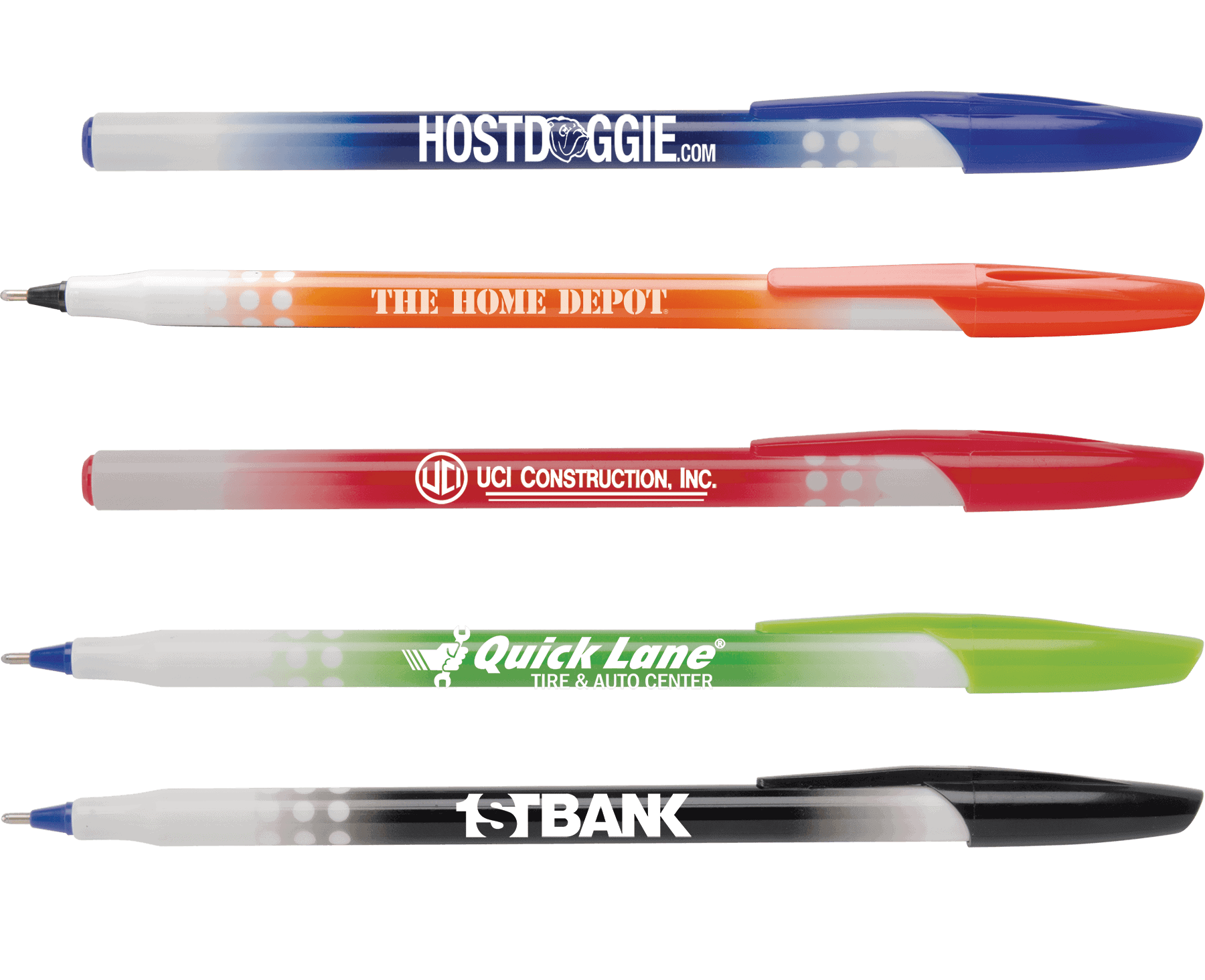 Bic style pens. Imprint name. logo, slogan. Great promotional giveaway.