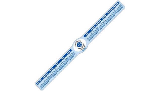Calendar Planner Ruler. Imprint name. logo, slogan. Great promotional item.
