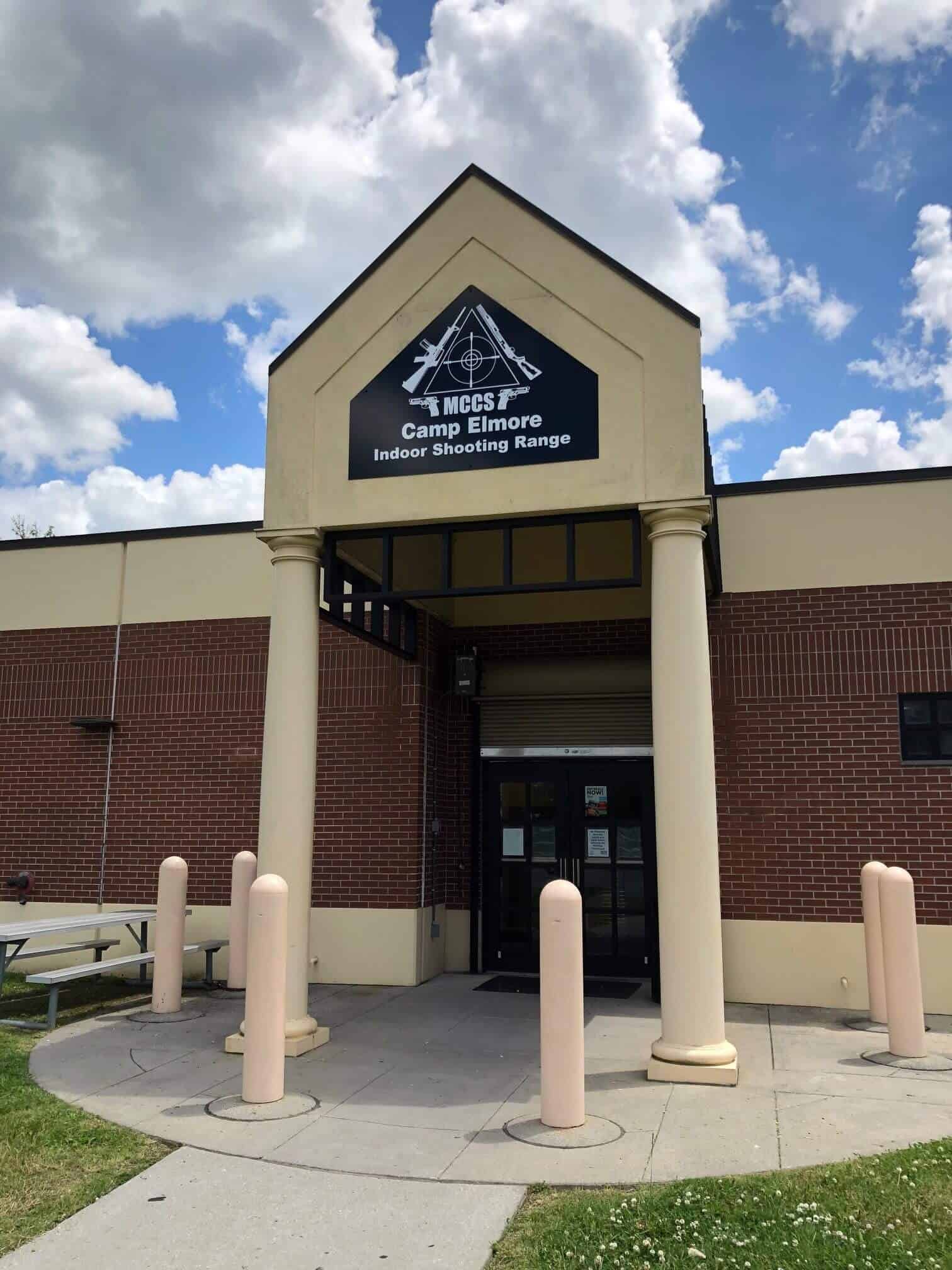 Camp Elmore Shooting Range building sign