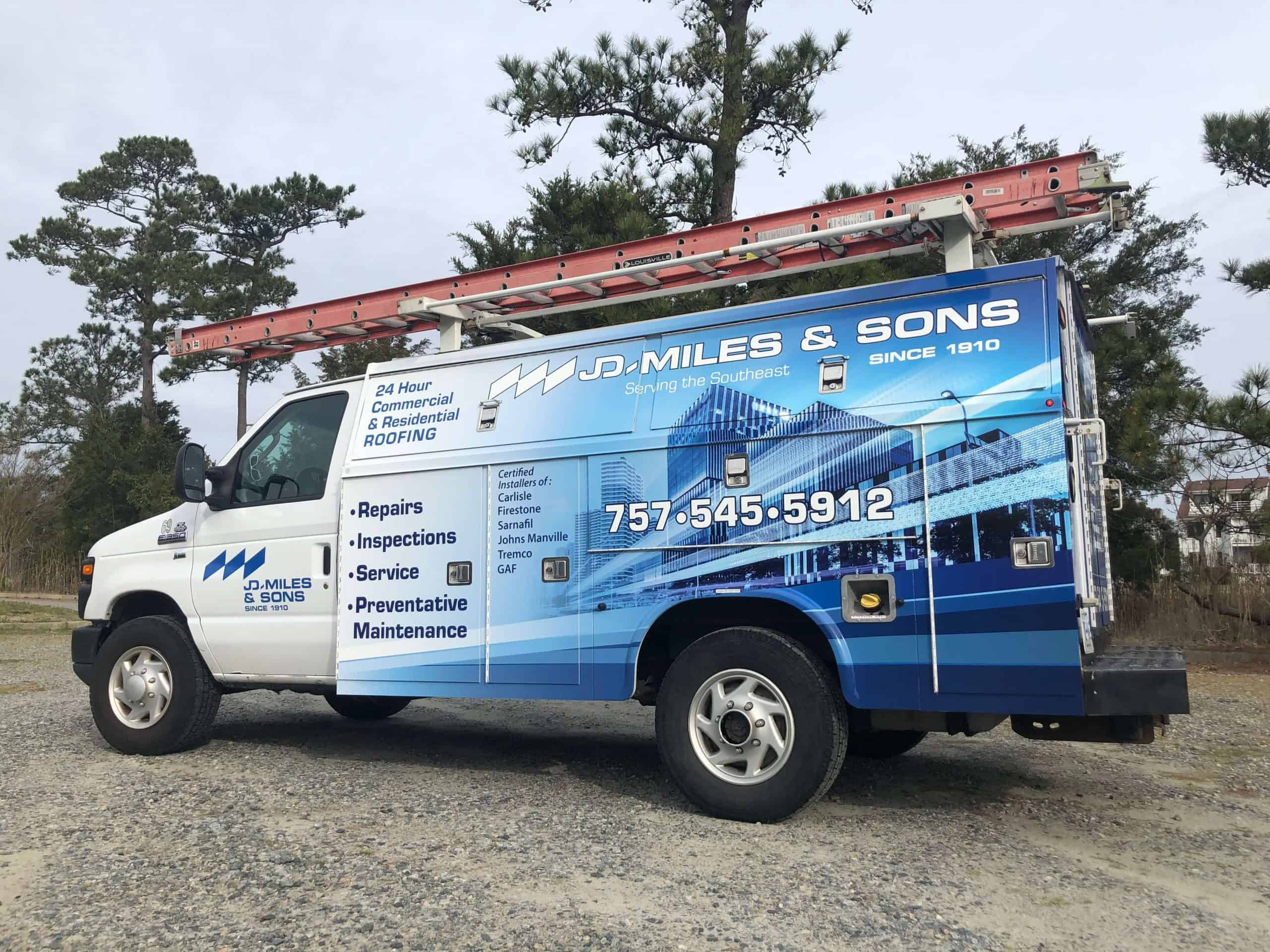 Utility truck wraps- Construction vehicle wrap for JD Miles and Sons