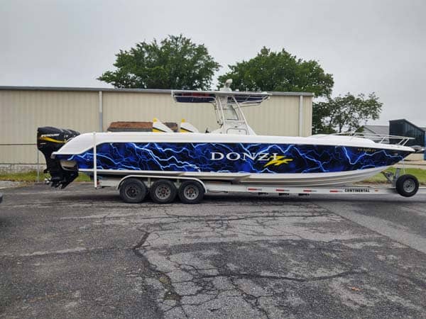 Boat wraps and graphics. See the Donzi boat wrap from DeSigns, Inc.