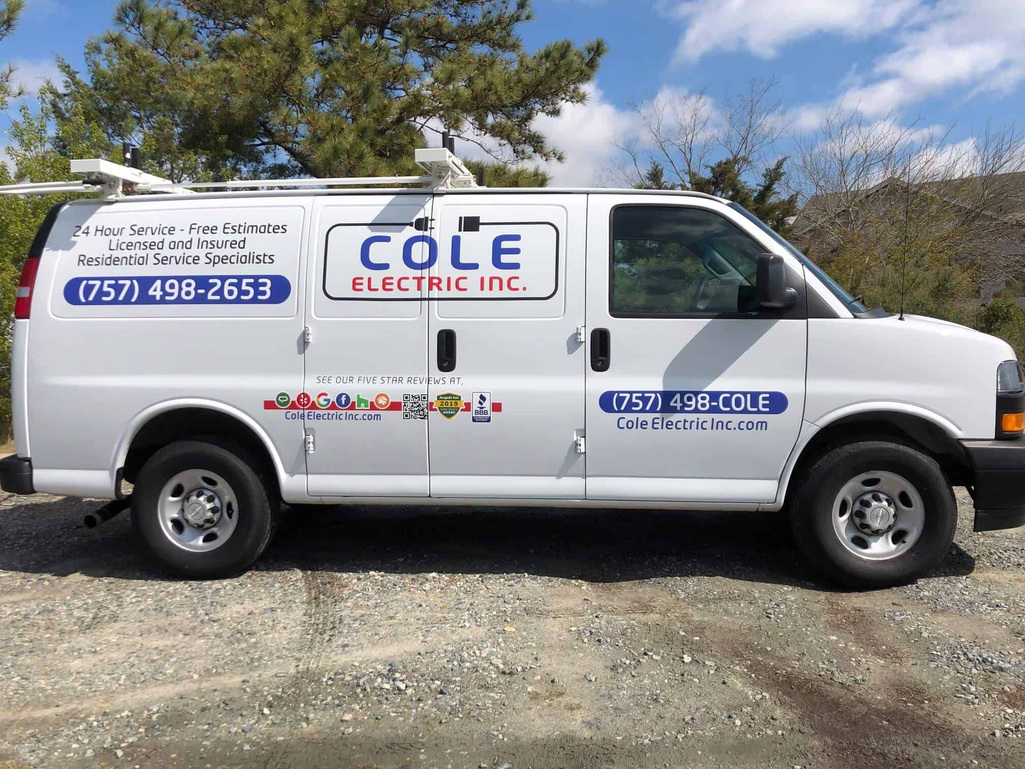 Vehicle lettering and graphics for vans - Cole Electric-Company vehicle lettering