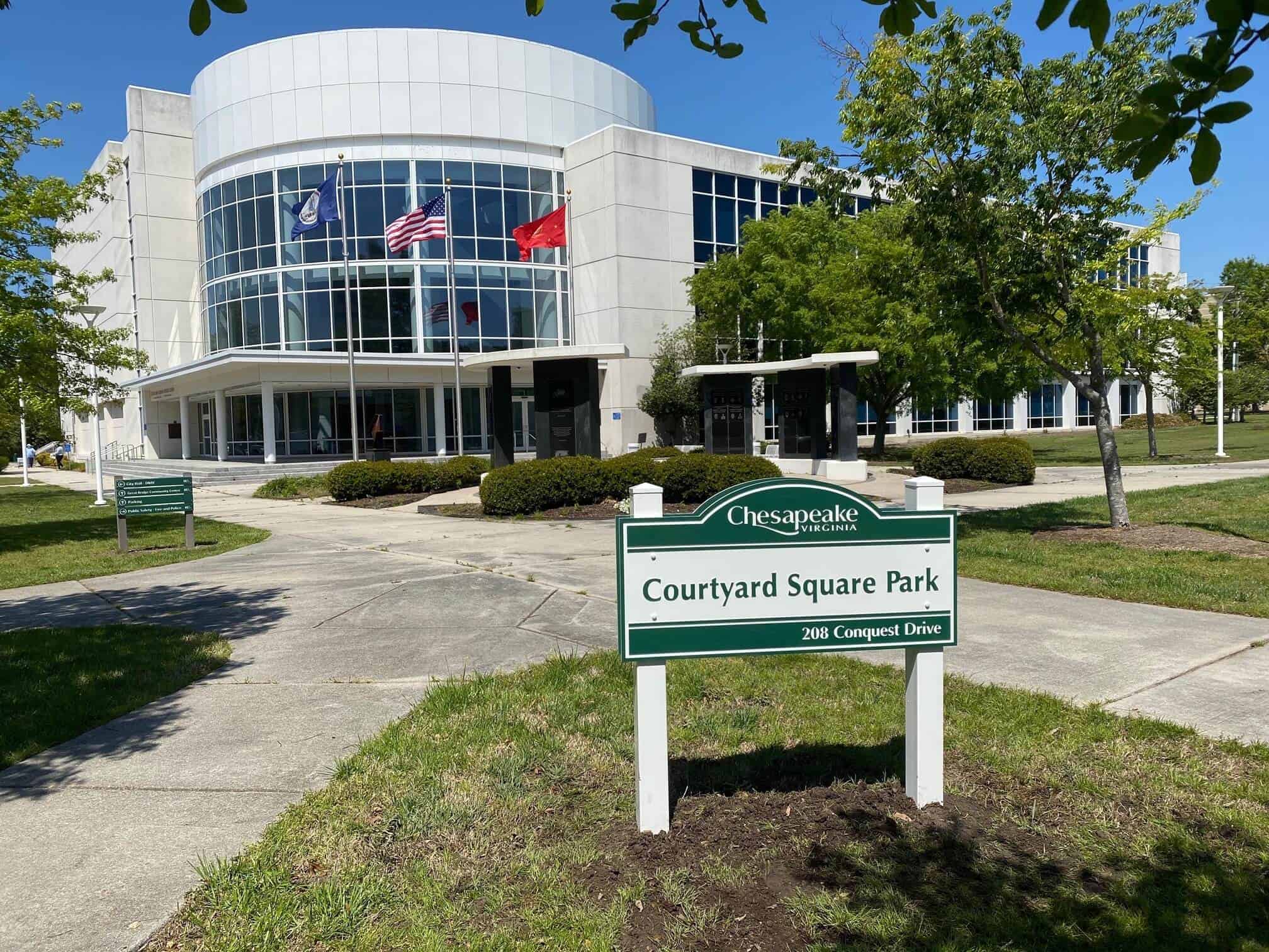 High density polymer signs - Exterior signage for Courtyard Square Park Chesapeake