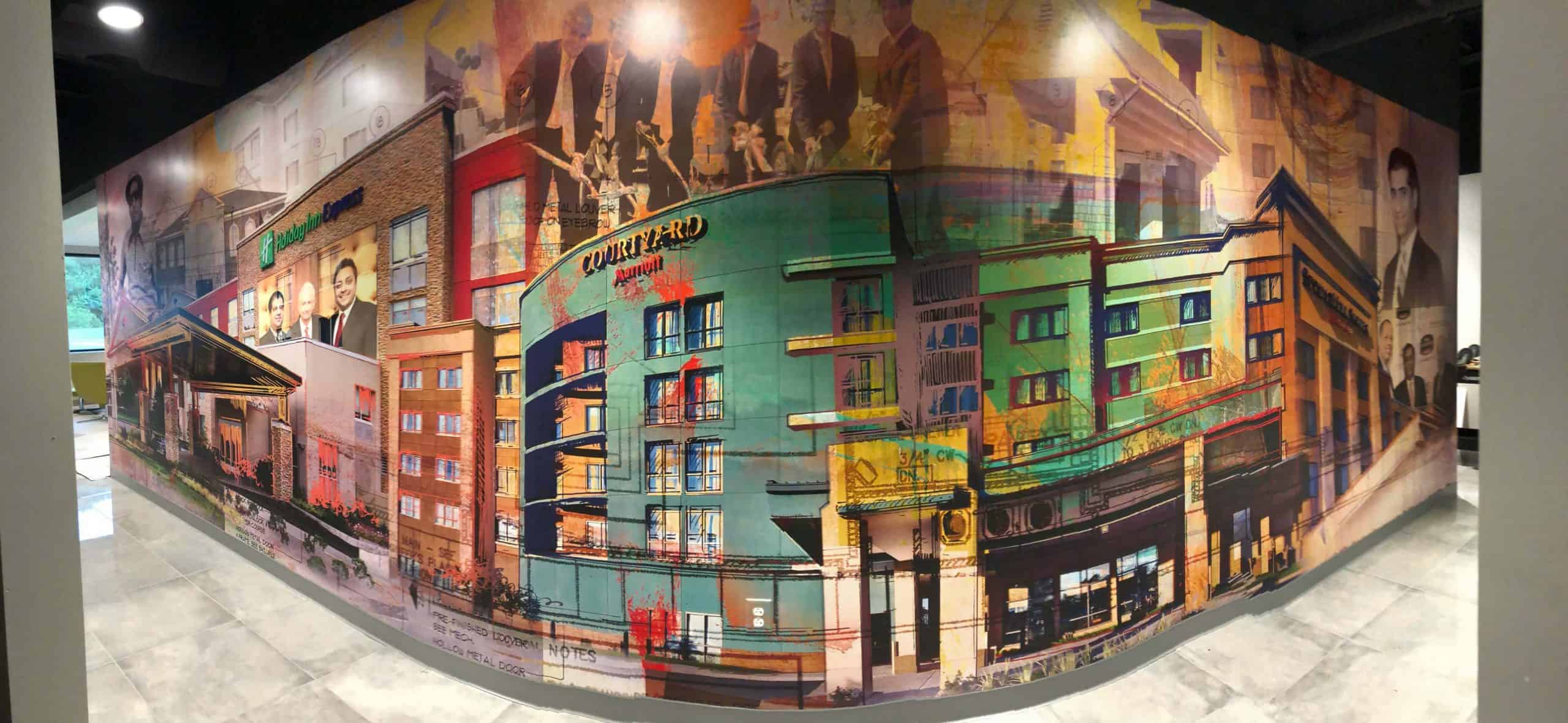 Hilton Marriott wall mural