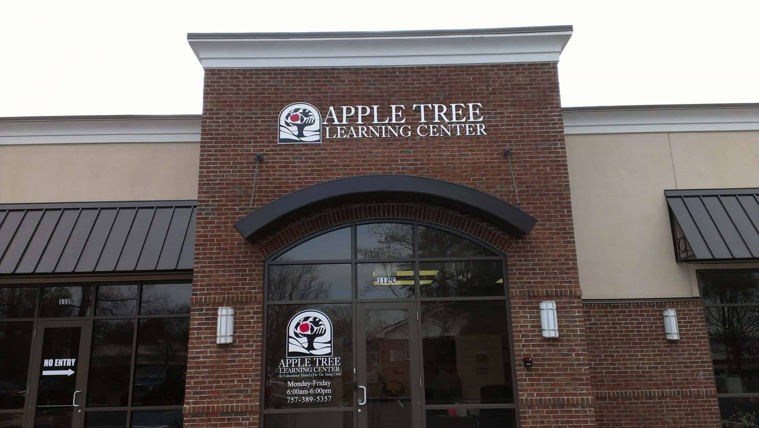 Exterior building signage - Sign for Apple Tree Learning Center