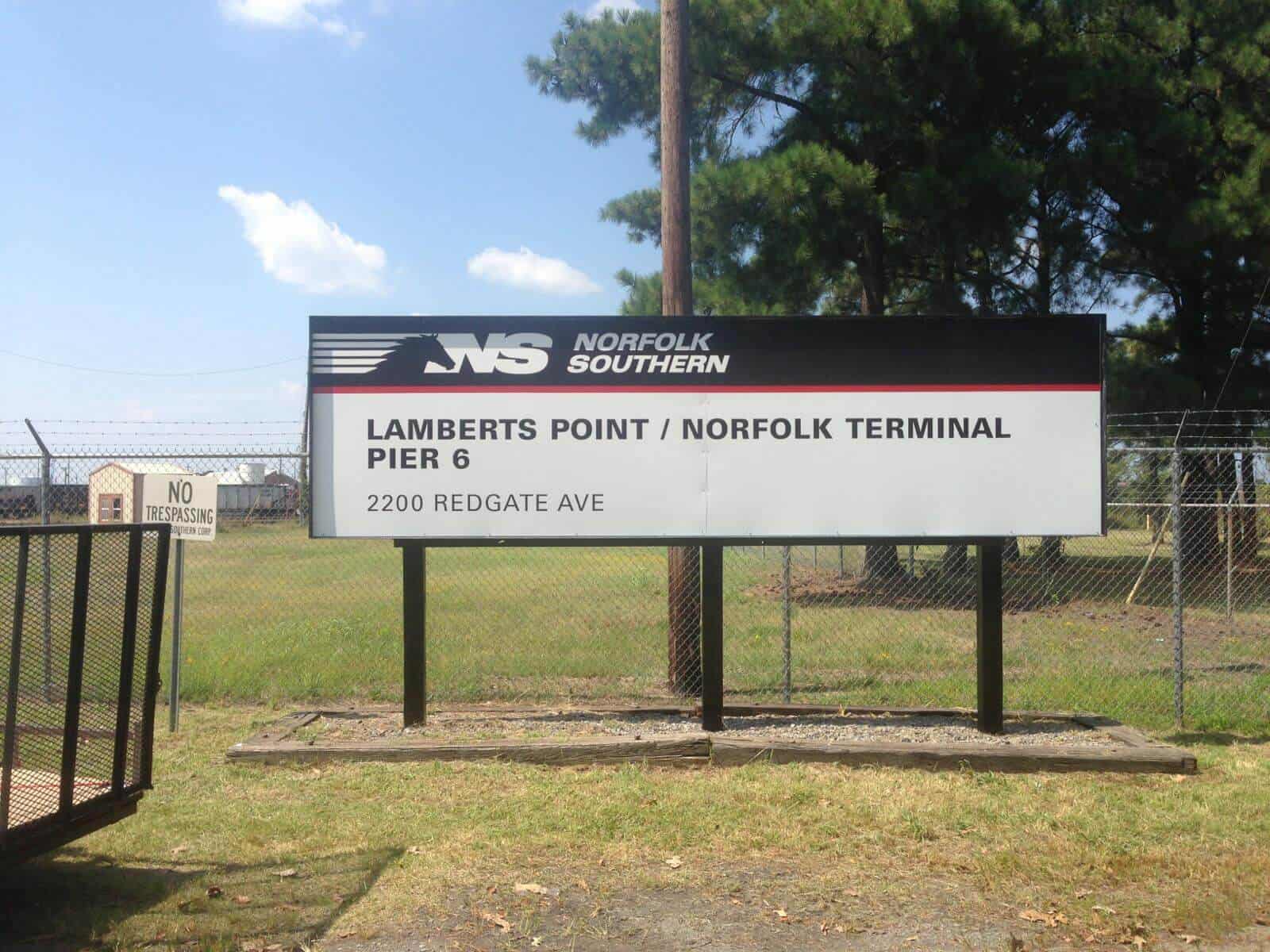 Monument signs - Directional Signage for NS Norfolk Southern Lamberts Point