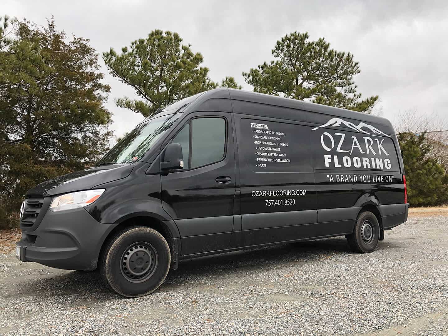 Work van wrap for OZARK Flooring
