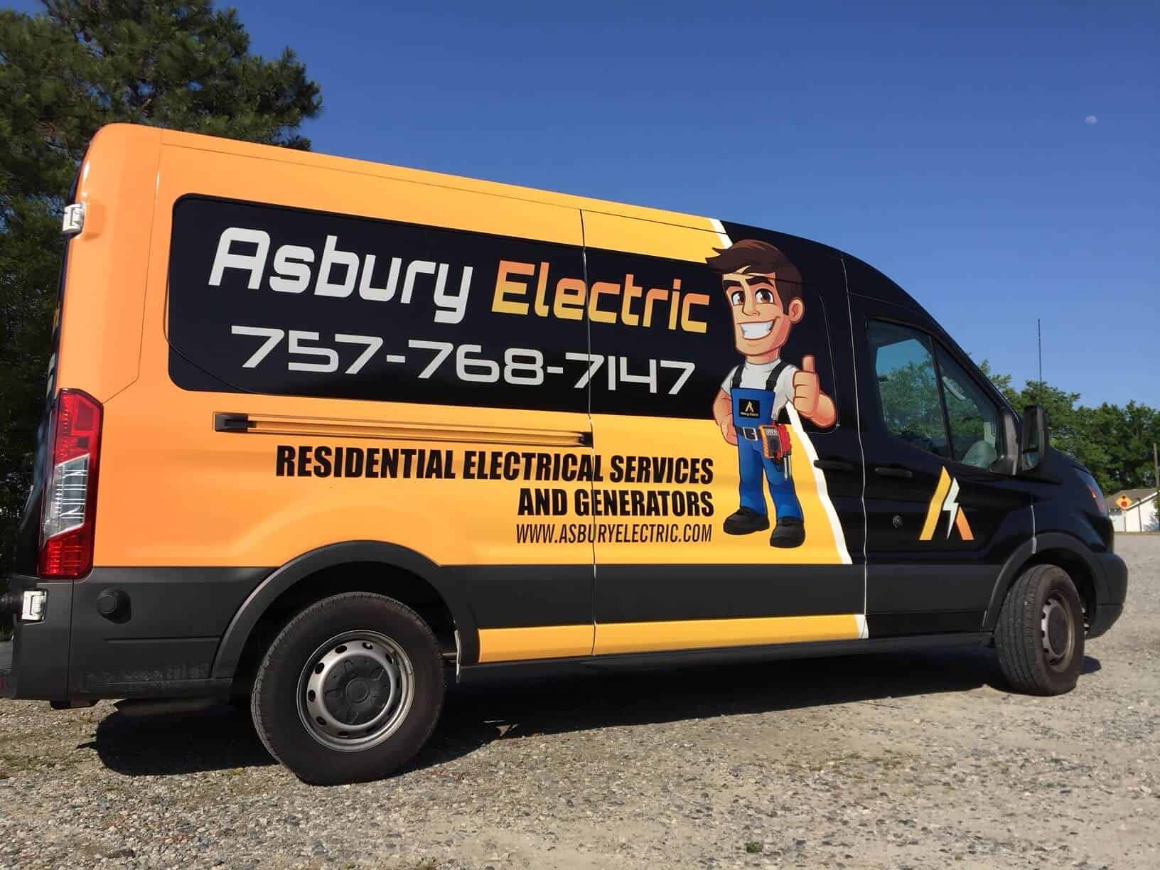 Full color van wraps - Van wrap for Asbury Electric (right-side view)