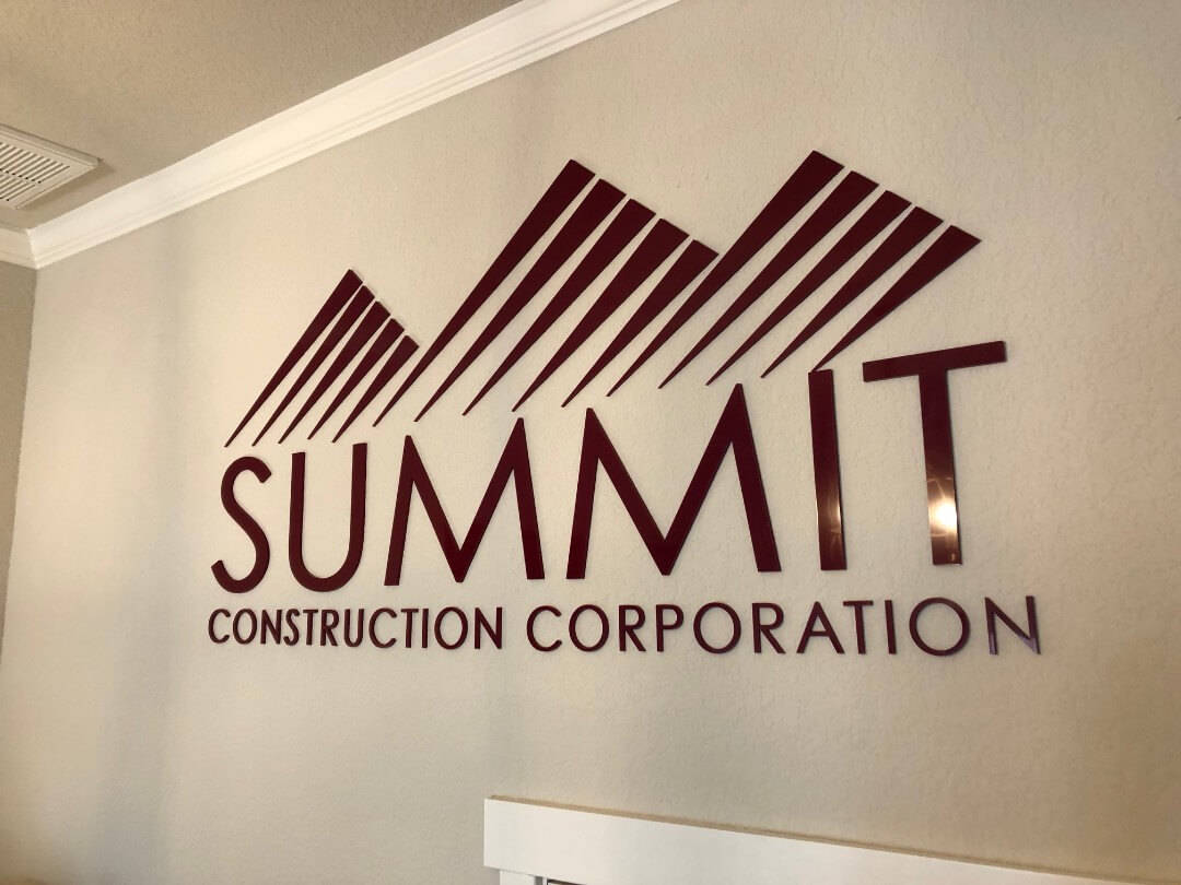 Raised acrylic lettering sign for Summit Construction Corp.