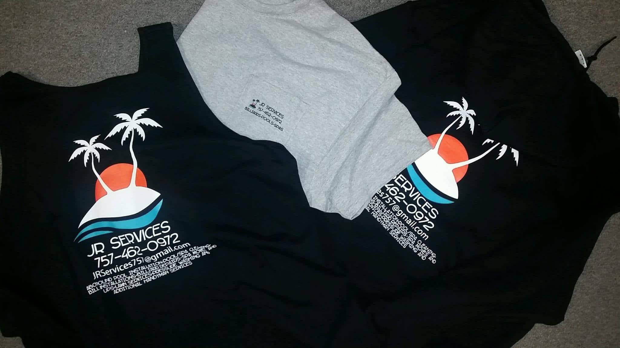 JR Services screen printed tanks and tees from DeSigns Inc.