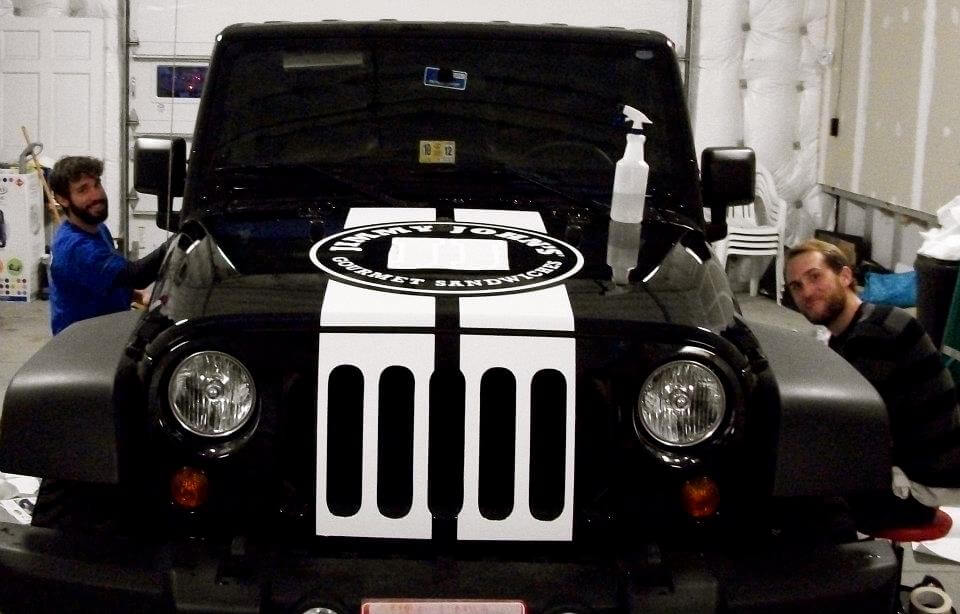 Vehicle hood wrap for Jimmy Johns Jeep