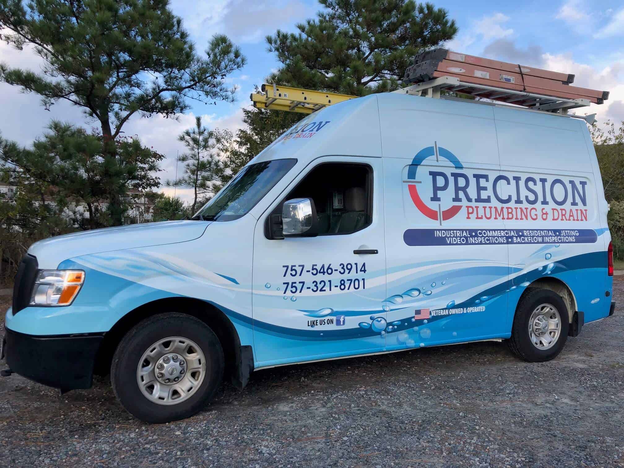 Van wrap for Precision Plumbing on Nissan work van