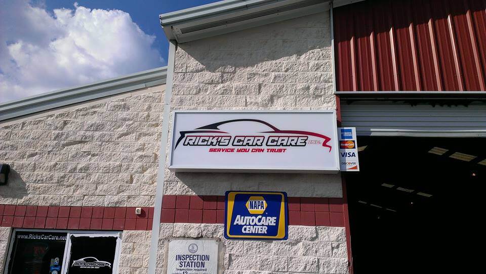 Back light signs - Sign for Ricks-Car-Care - Cabinet signs installed
