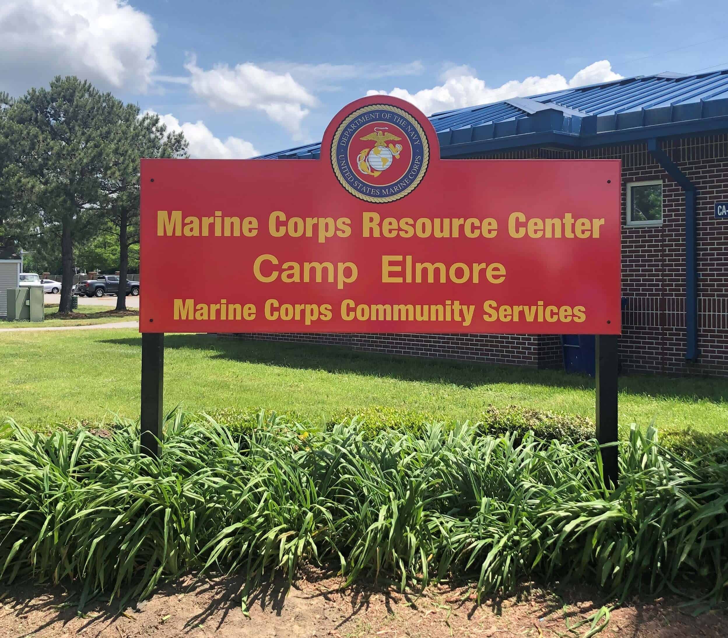 Custom shaped signs - Sign for Camp Elmore MCCS