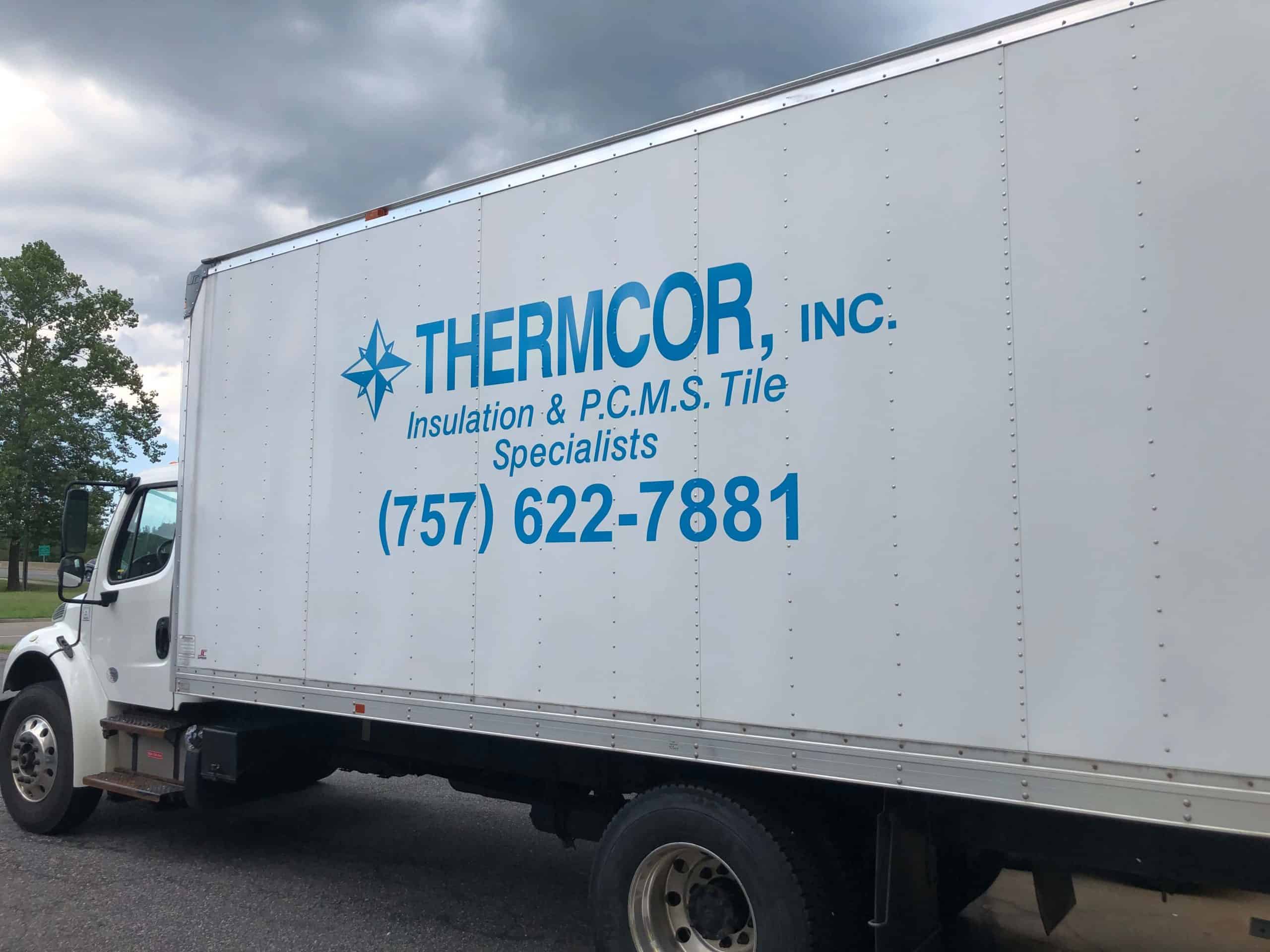 Box truck graphics and lettering for Thermcor Inc.