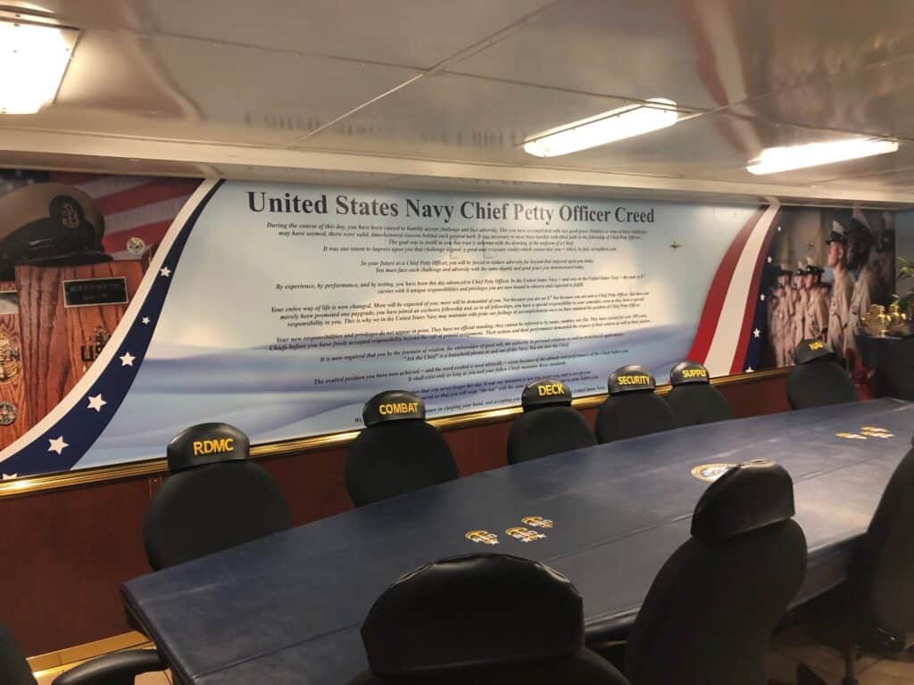 US Navy wall mural conference room, ready room