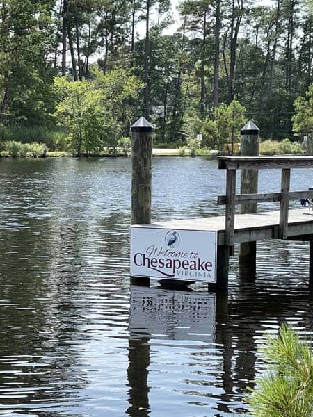 Welcome signs - Welcome sign on pier front for the City of Chesapeake, VA