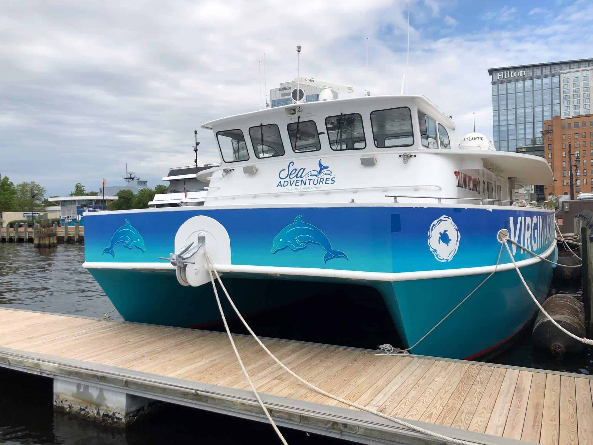 Boat wrap for Virginia Aquarium. We wrap boats inside and out at DeSigns, Inc.