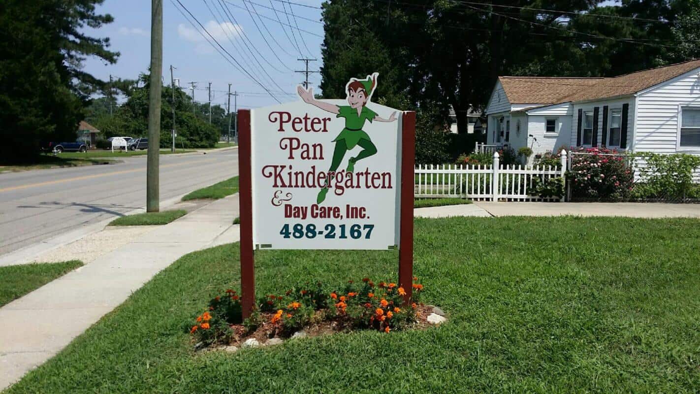 Budget signs - Sign for Day Care for Peter Pan Kindergarten