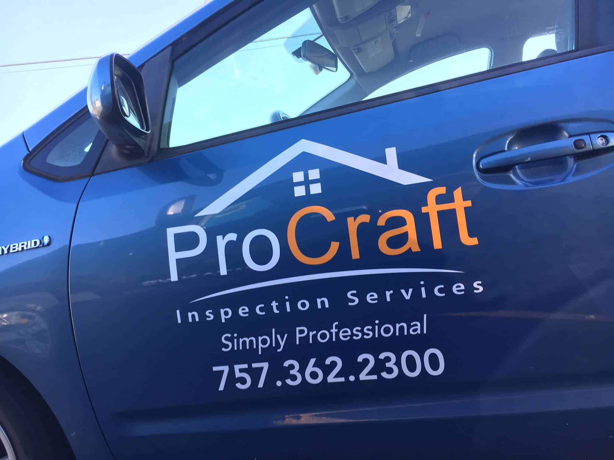 Car door graphics for Pro Craft Inspection Serv.