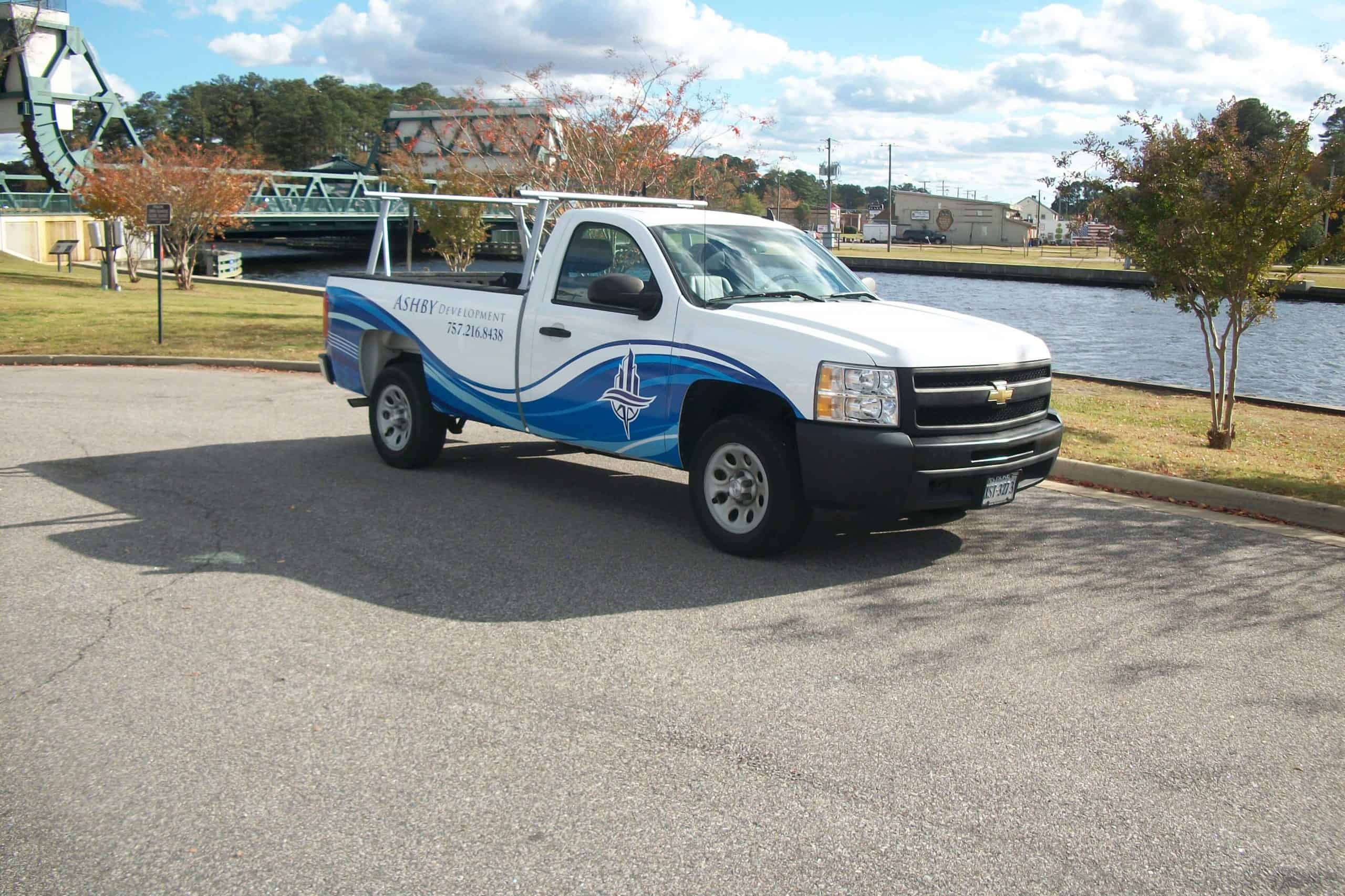 Classy truck lettering for Ashby Development