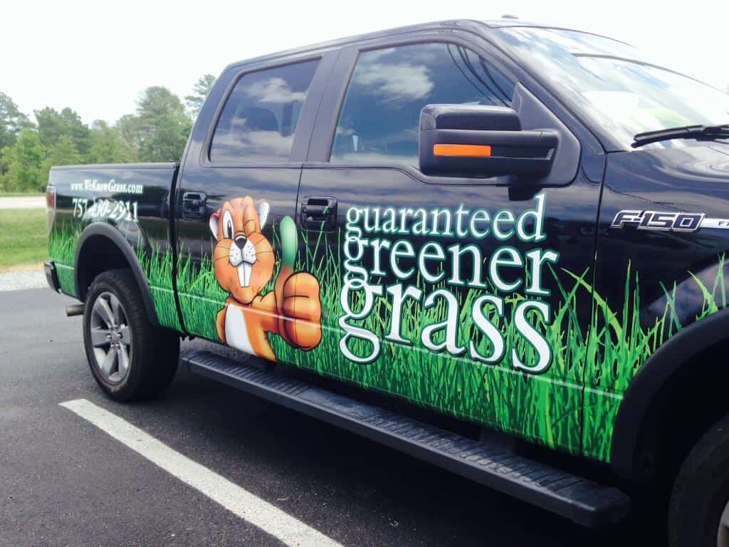 Colorful truck lettering for Guaranteed Greener Grass