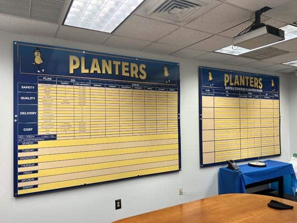 Custom dry erase sales charts from DeSigns, Inc.