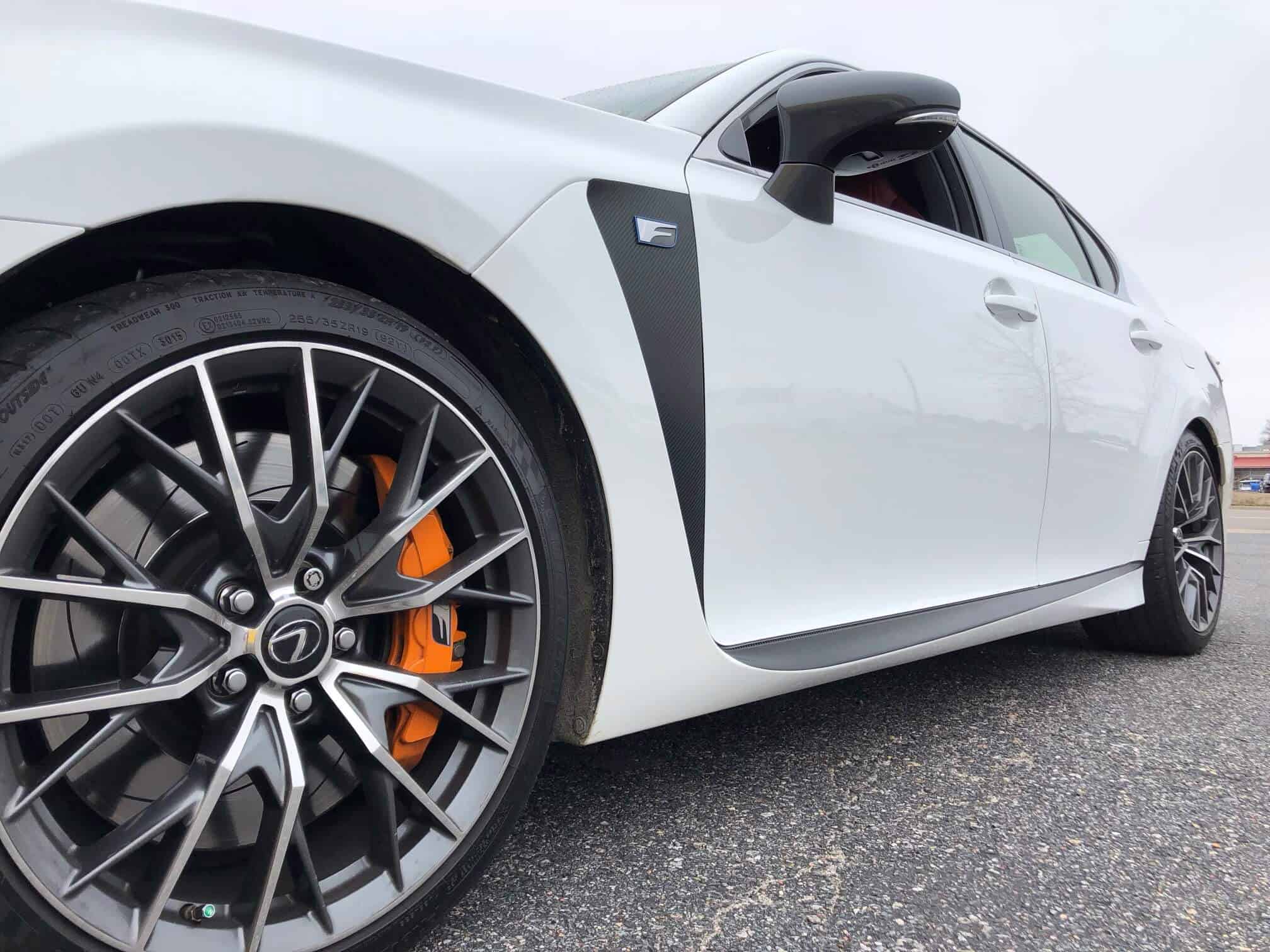 Close-up of accent panel vehicle wrap on Lexus