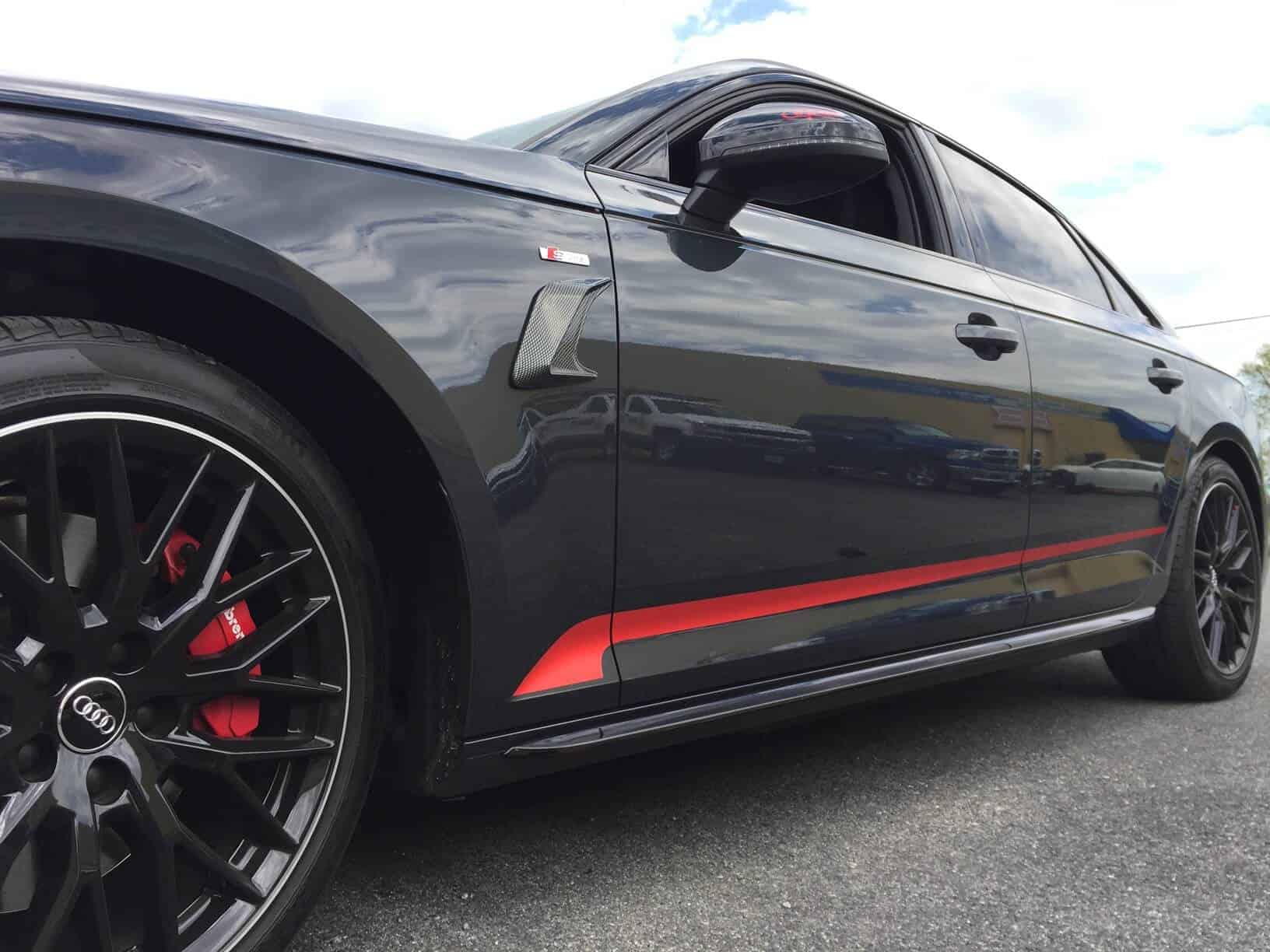 Custom wrap rocker panel accent on Audi