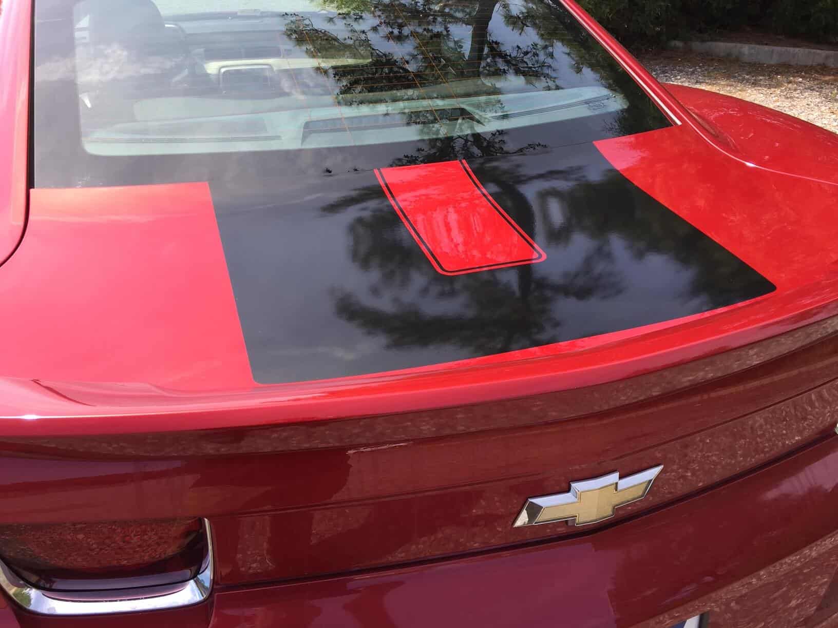 Custom wrap on trunk of Camaro