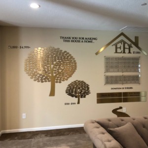 Wall plaques in brushes gold. See donation plaques for The Mount.