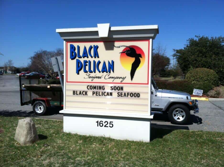 Restaurant signs and signage for Black Pelican Seafood