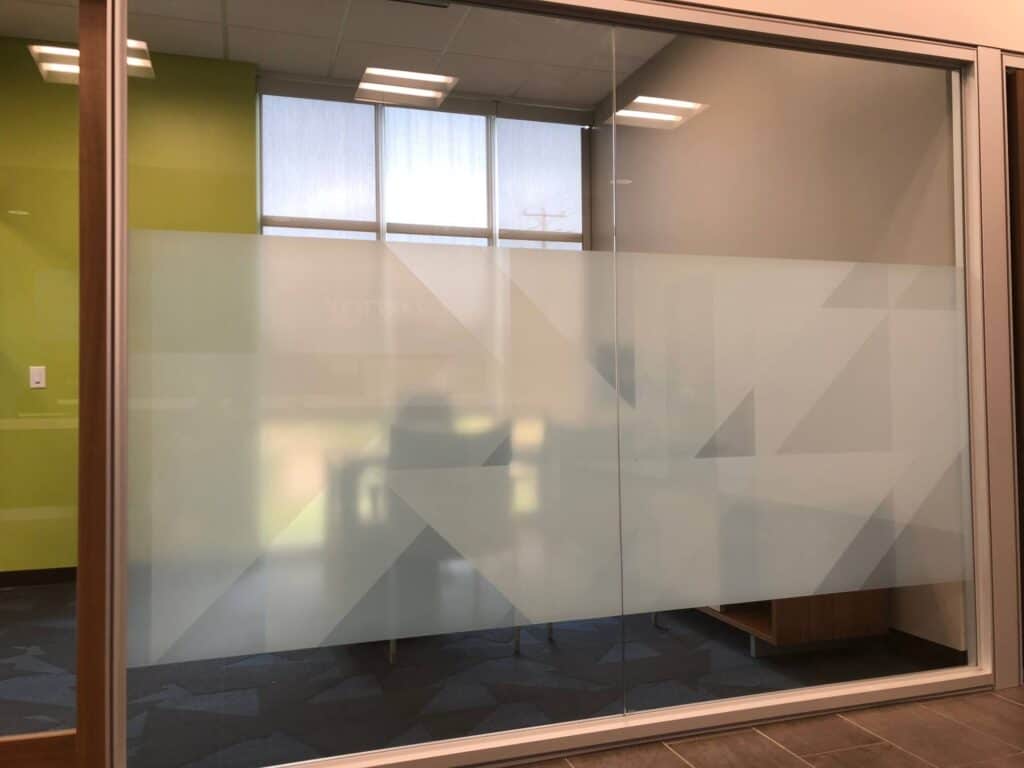 Etch glass in office for privacy