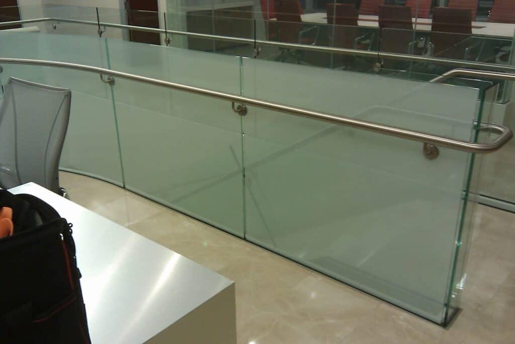 Etch glass in office area for privacy