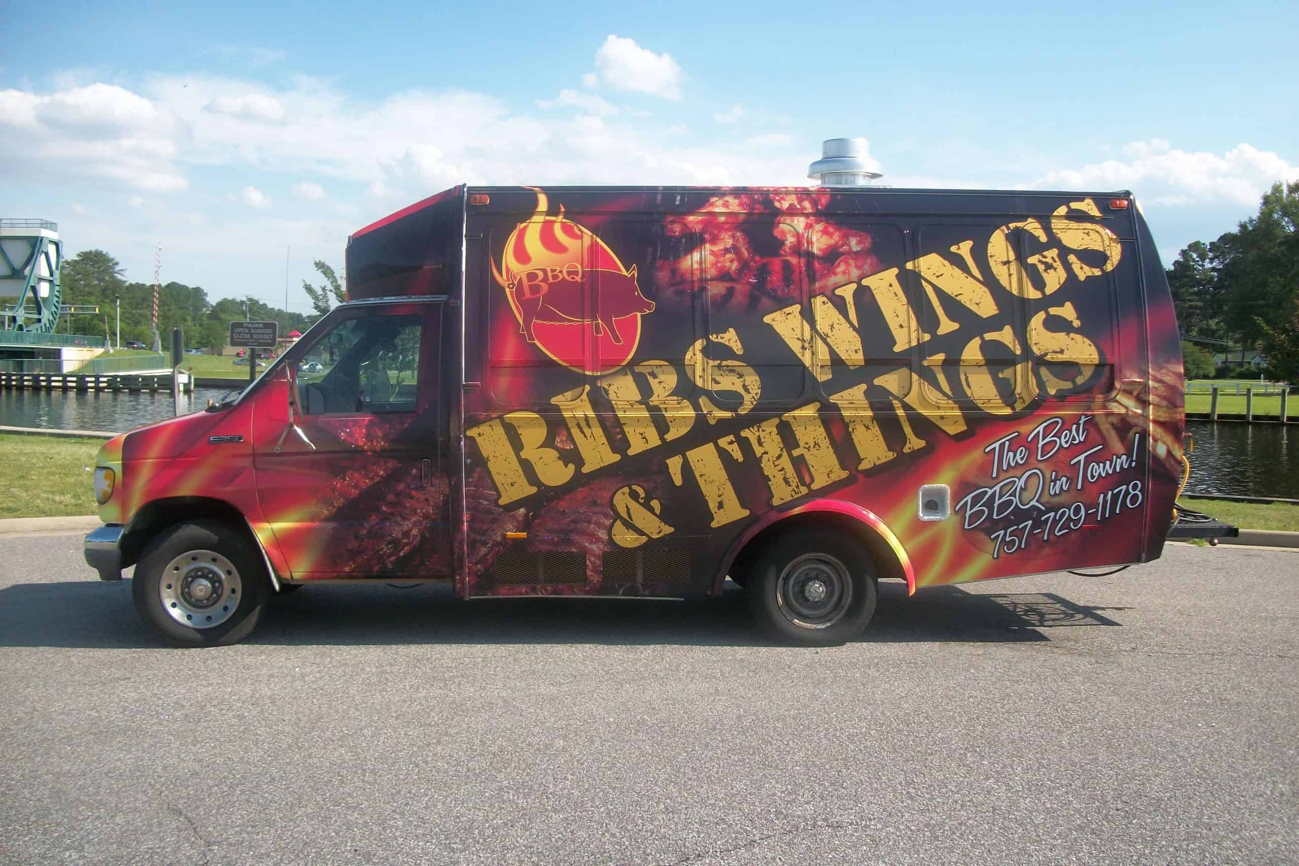 Bold food truck graphics for Ribs Wings and Things