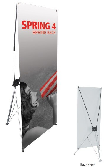 Portable event signs and signage. Spring back banner signs and banners.