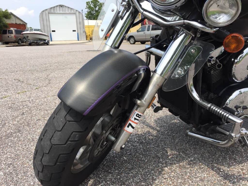 Motorcycle fender wraps - looks like carbon fiber!