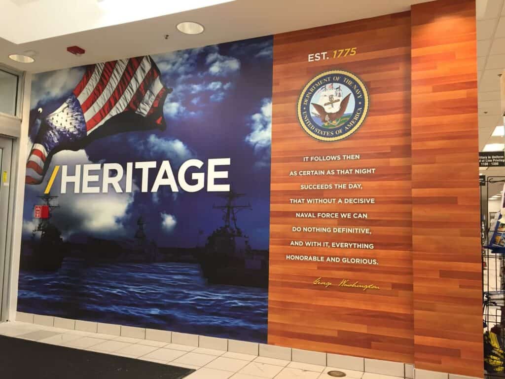 US Navy mural - We design and install graphic murals on walls, buildings, glass, floors, stairs and more.