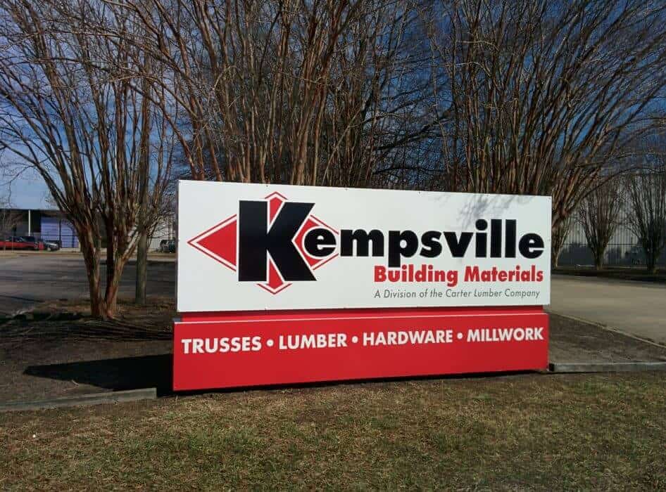 Outdoor aluminum sign for Kempsville Building Materials