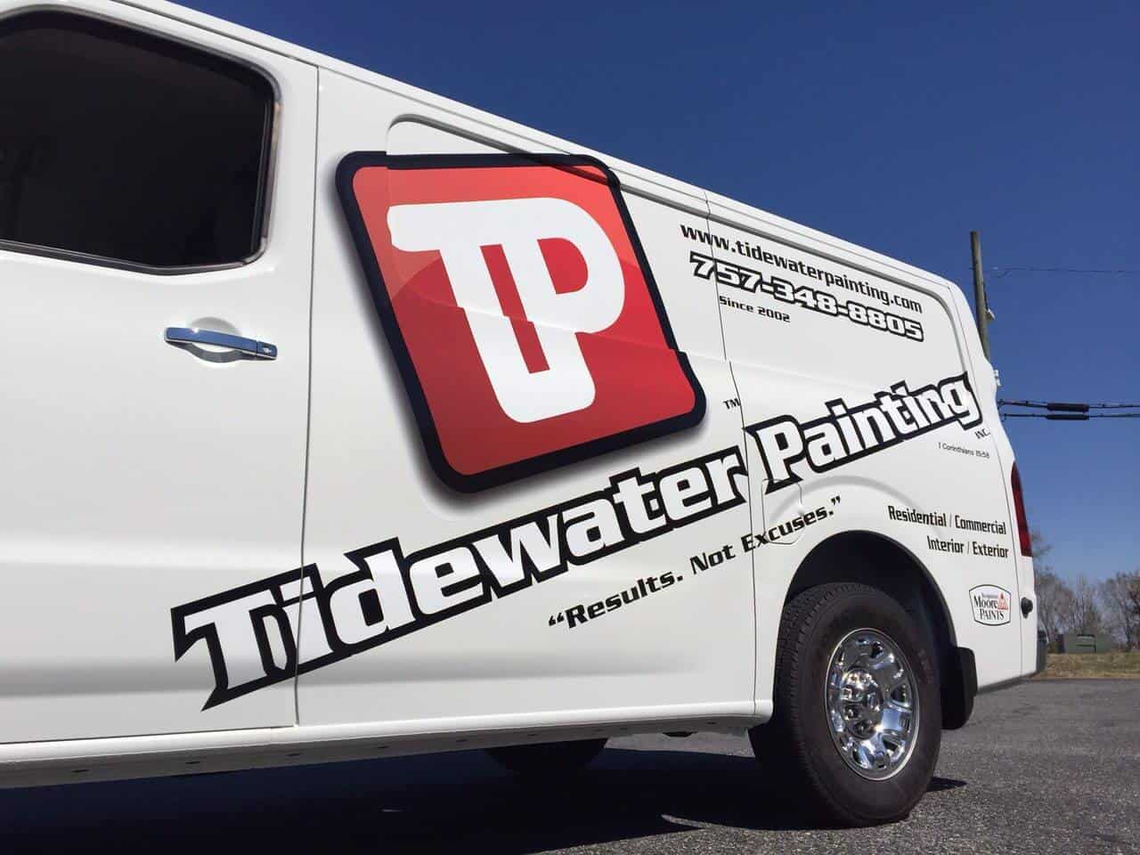 Painting van lettering for Tidewater Painting