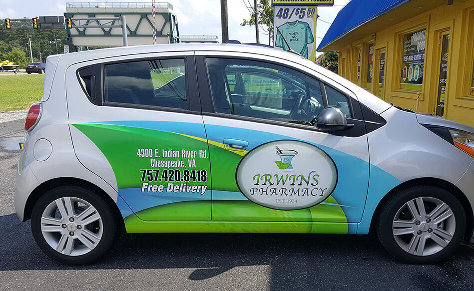 Partial car wrap for IRWIN'S Pharmacy