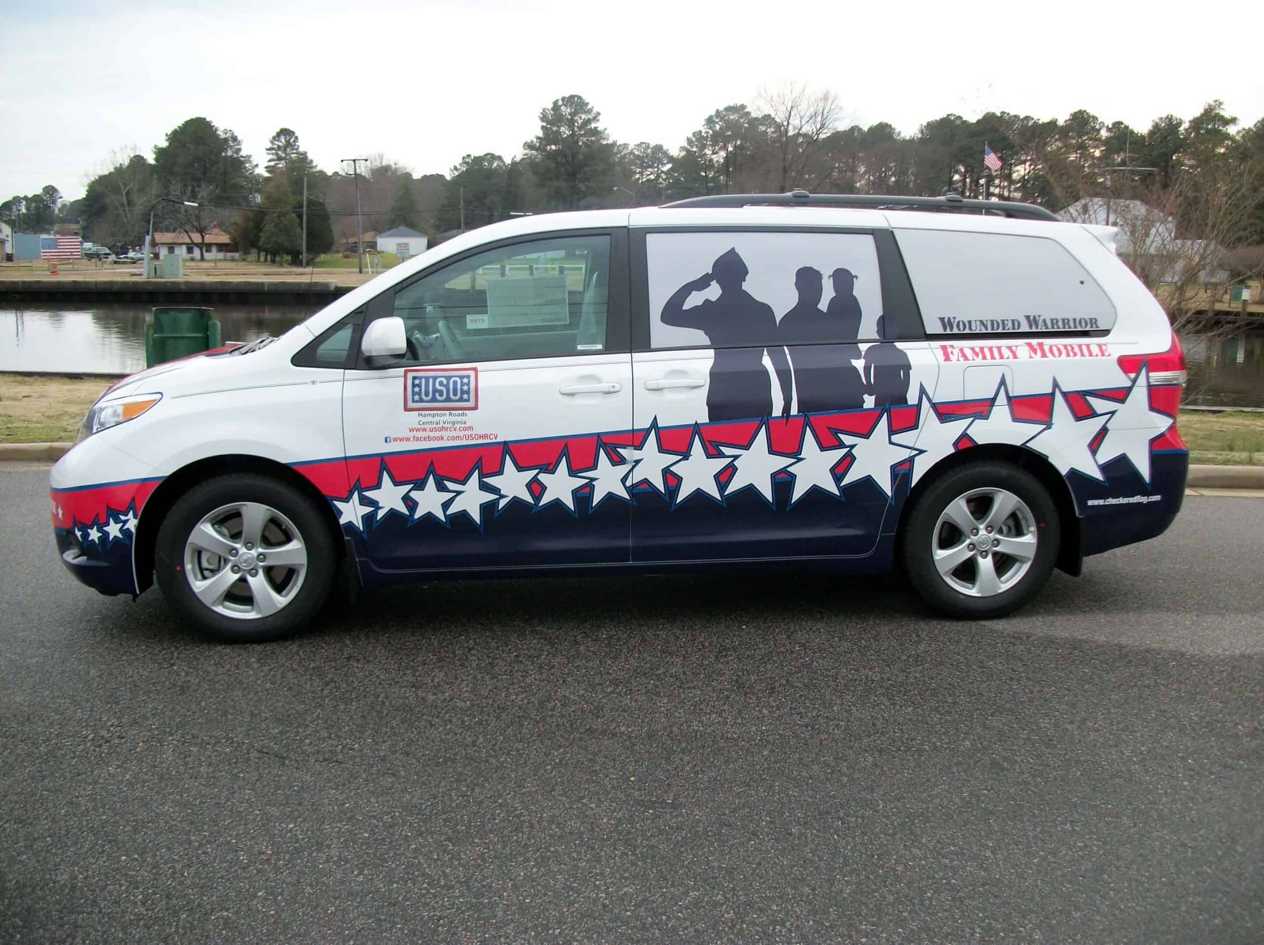 Patriotic van wrap for the USO