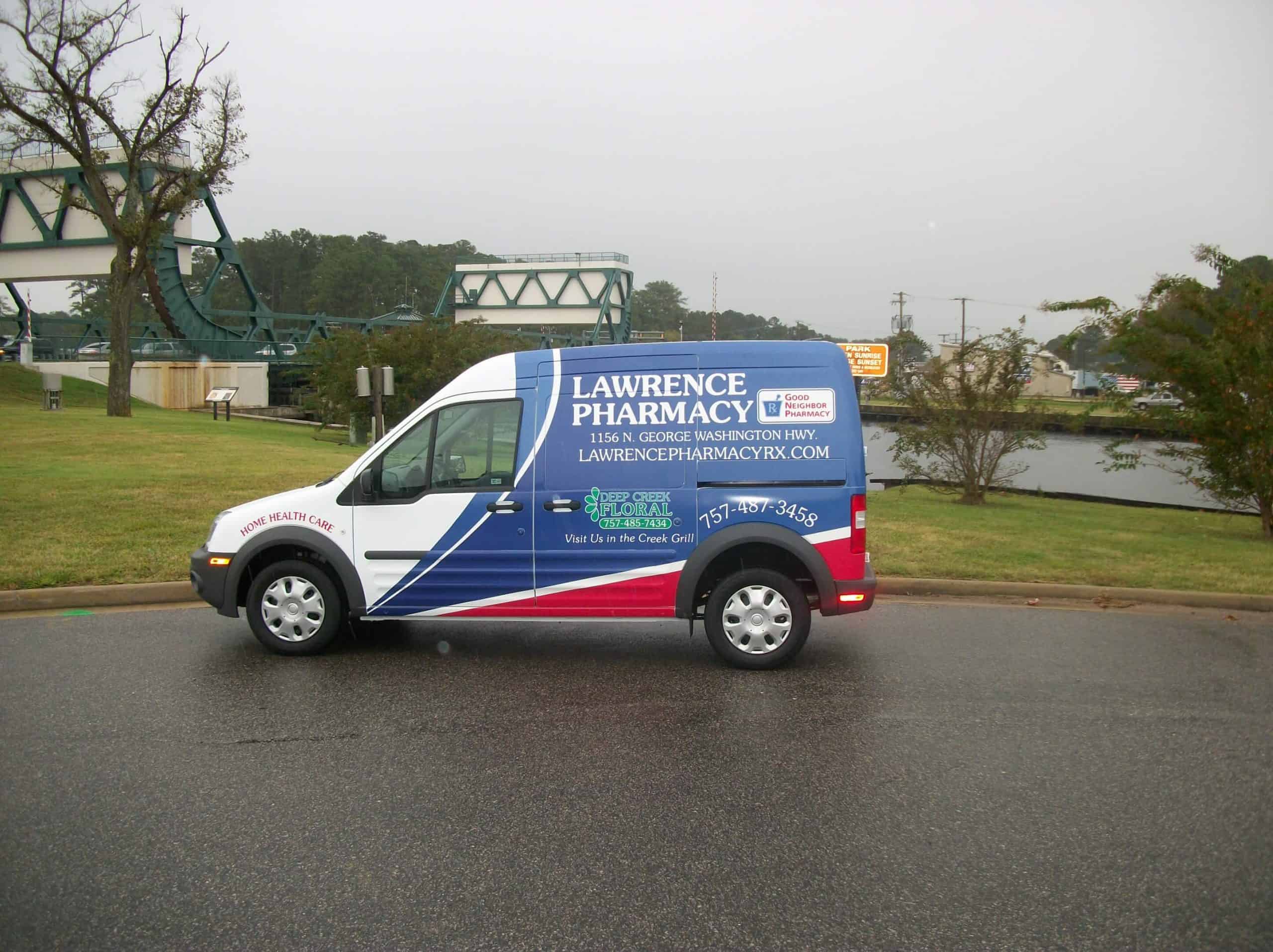 Delivery van wrap for Lawrence Pharmacy