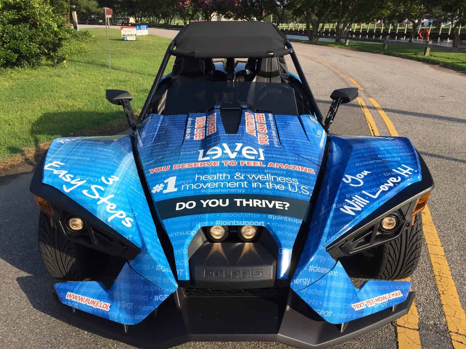 Motorsports wraps and graphics (front view)