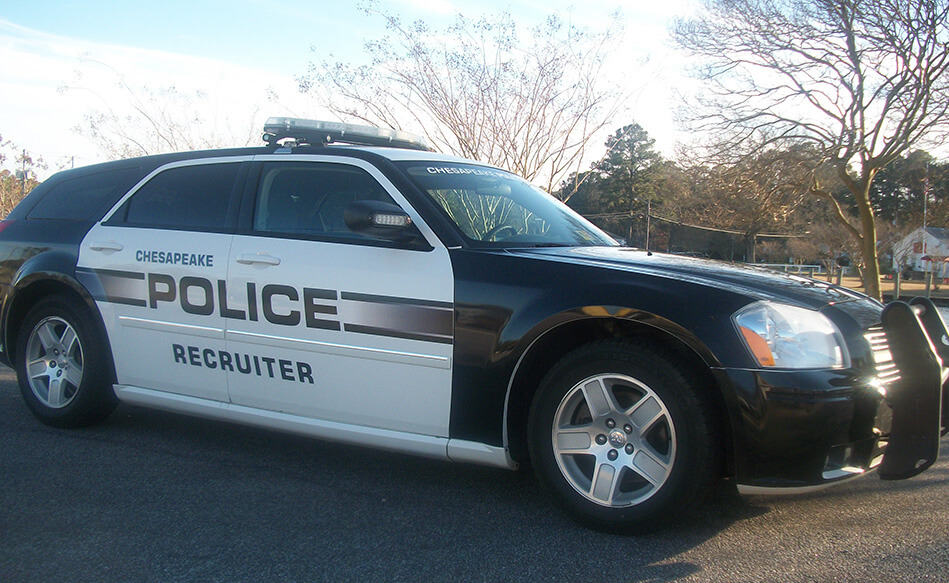 Police car wrap for Chesapeake Police Recruiter