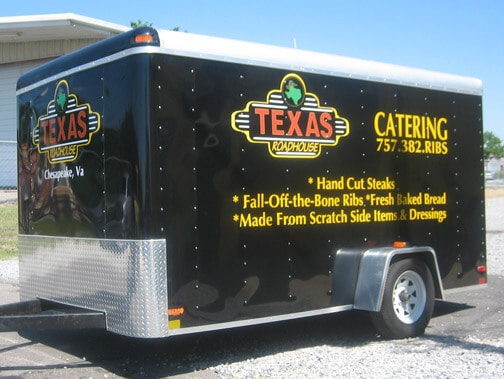 Trailer graphics - Restaurant trailer graphics for TEXAS Roadhouse Catering